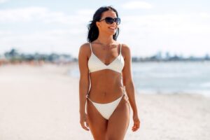 Woman after breast surgery in San Diego, CA.